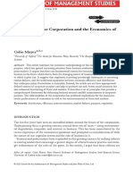 J Management Studies - 2020 - Mayer - The Future of The Corporation and The Economics of Purpose