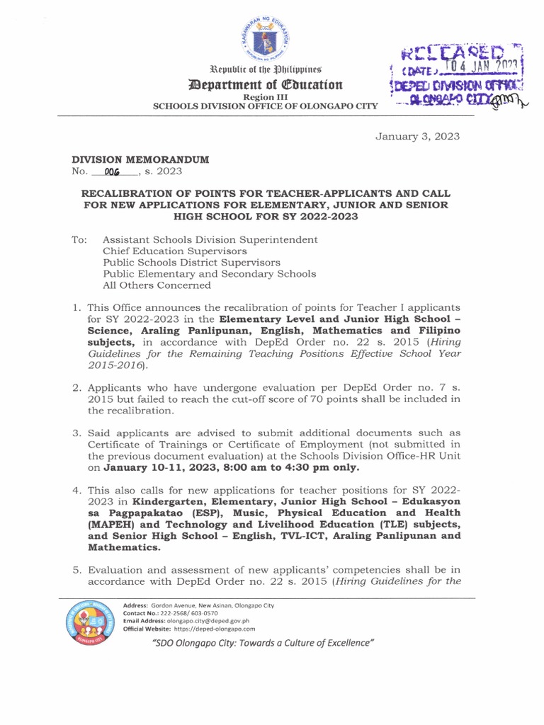 Deped Requirements PDF