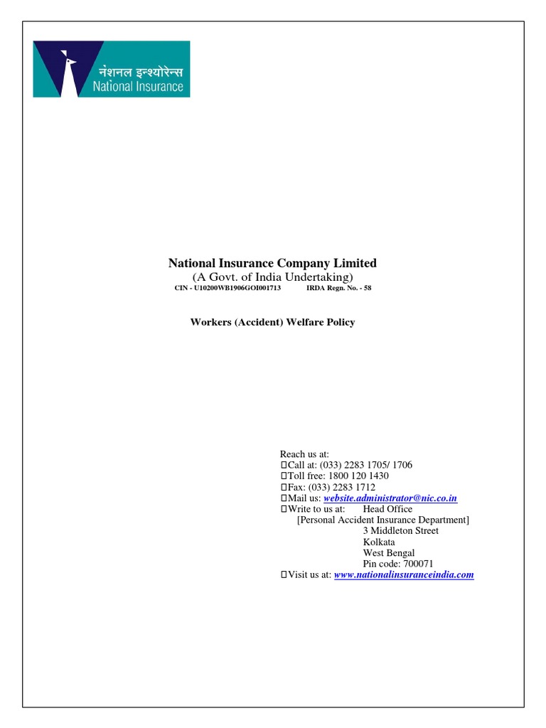Workers Accident Welfare Policy Guide | PDF | Insurance | Hospital