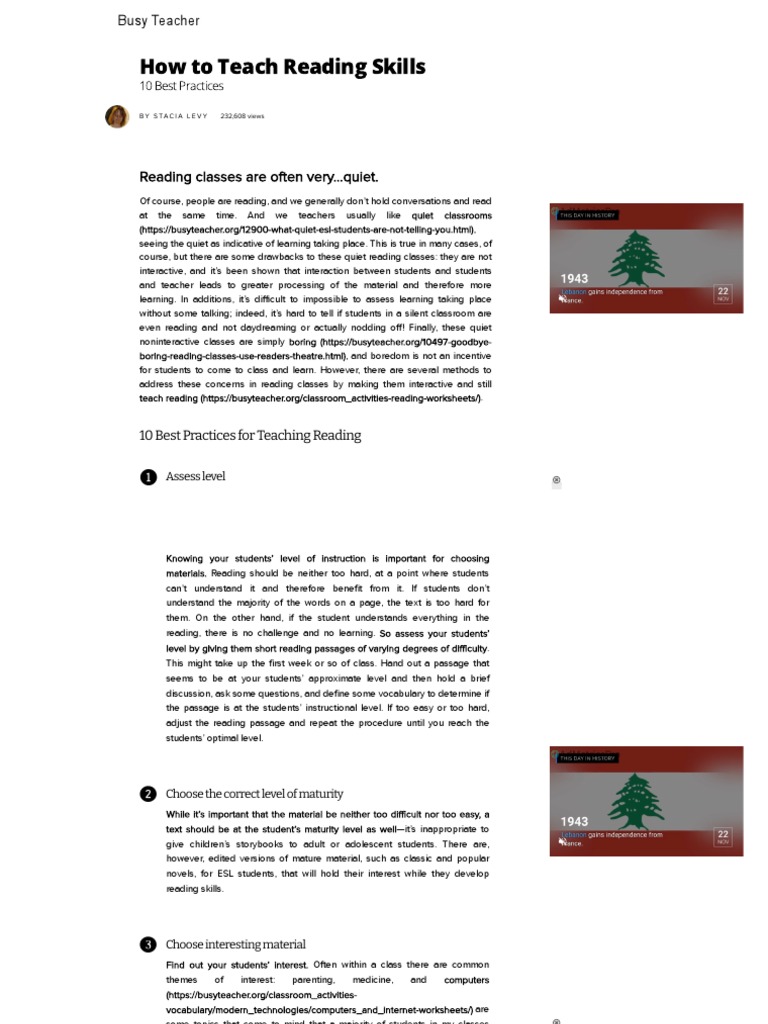 How To Teach Reading Skills - 10 Best Practices | PDF | Human ...
