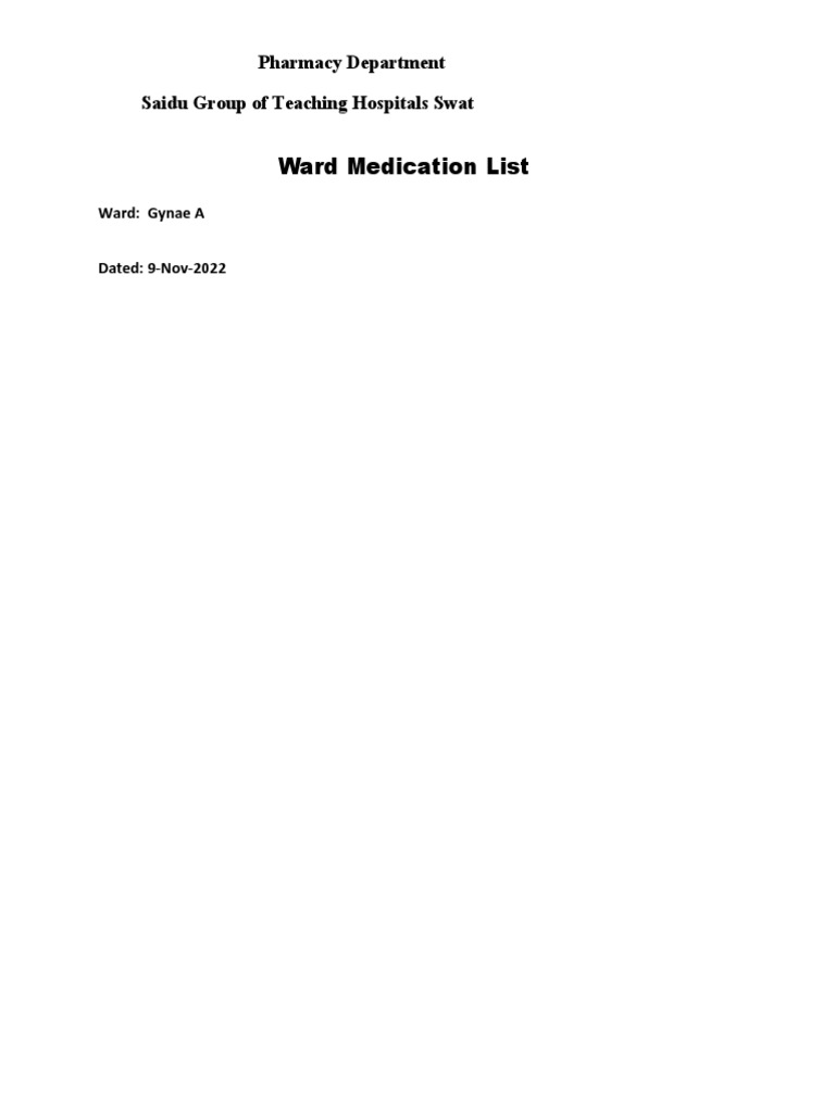 Ward Medication List PDF