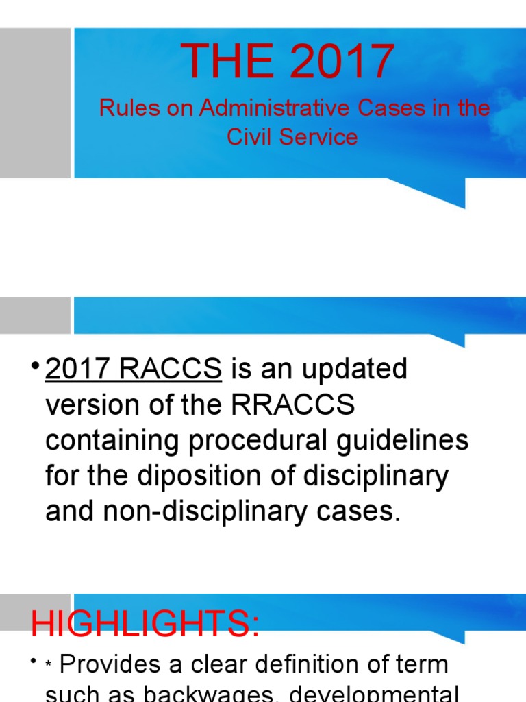 The 2017 Rules on Administrative Cases in the Civil Service A