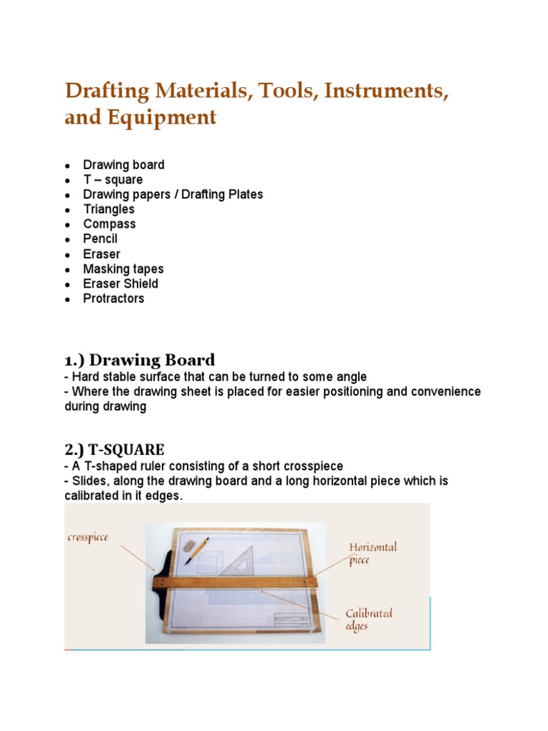 1.2 Drafting Tools and Materials PDF Pencil Drawing