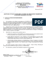 Region Memo 007 ADOPTION OF POLICY GUIDELINES OF DEPED XII INTEGRATED FRAMEWORK IN BUILDING RESEARCH CULTURE