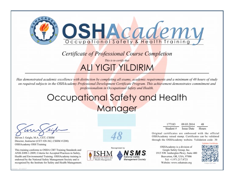 Occupational Safety and Health Manager PDF