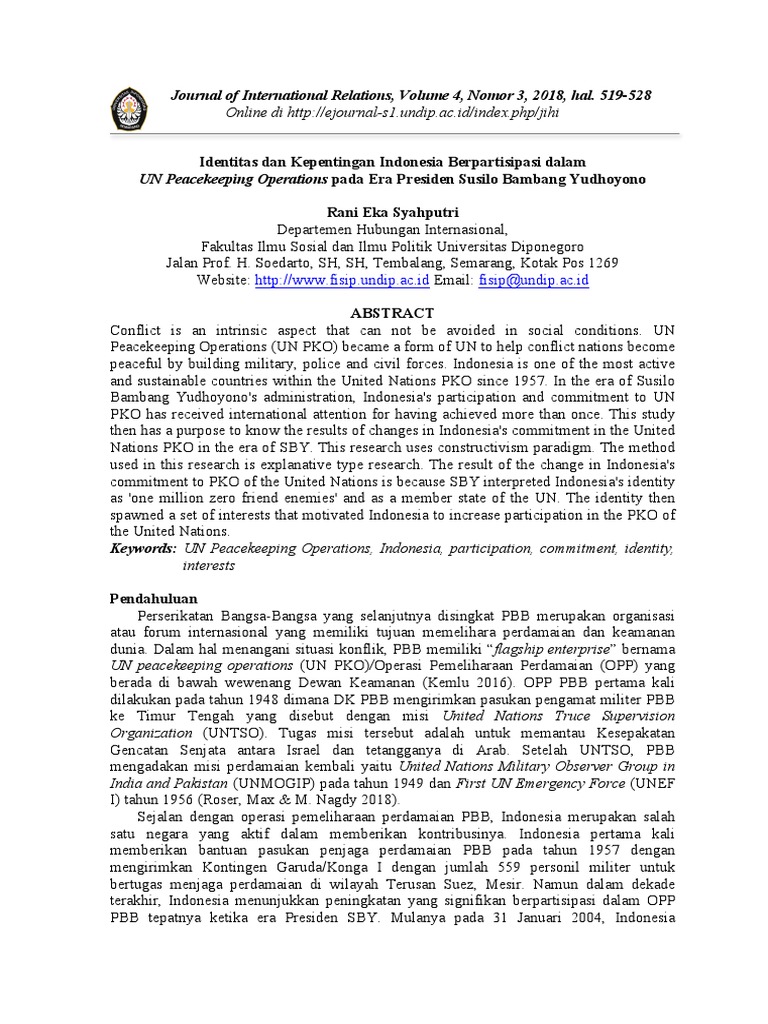 Indonesia's Commitment to UN Peacekeeping | PDF | Peacekeeping ...