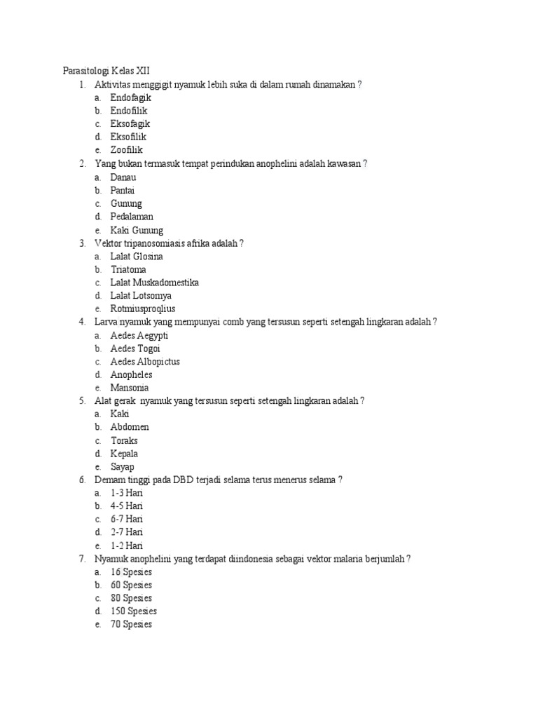 Soal pas parasitologi kelas xii caridi pdf