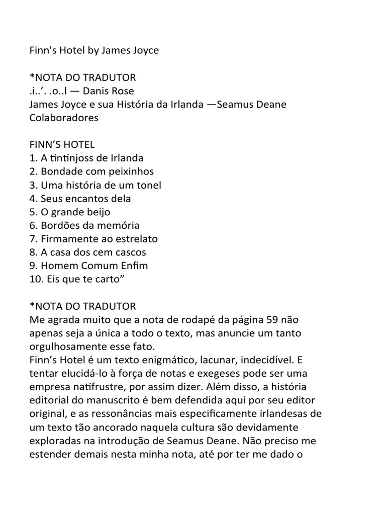Finns Hotel, PDF, James Joyce