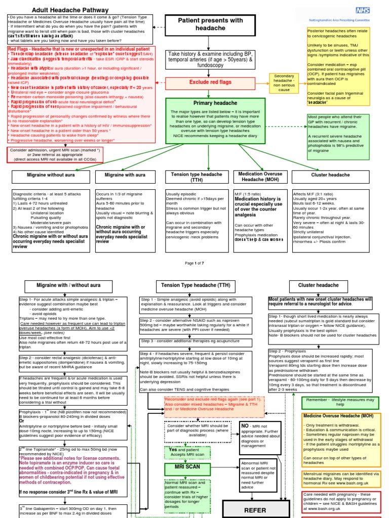 Adult Headache Guidelines PDF Headache Migraine