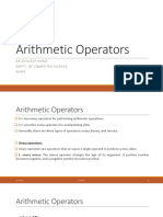 Arithmetic Operators: DR - S Haukat Hayat Deptt: of Computerscience Aumc
