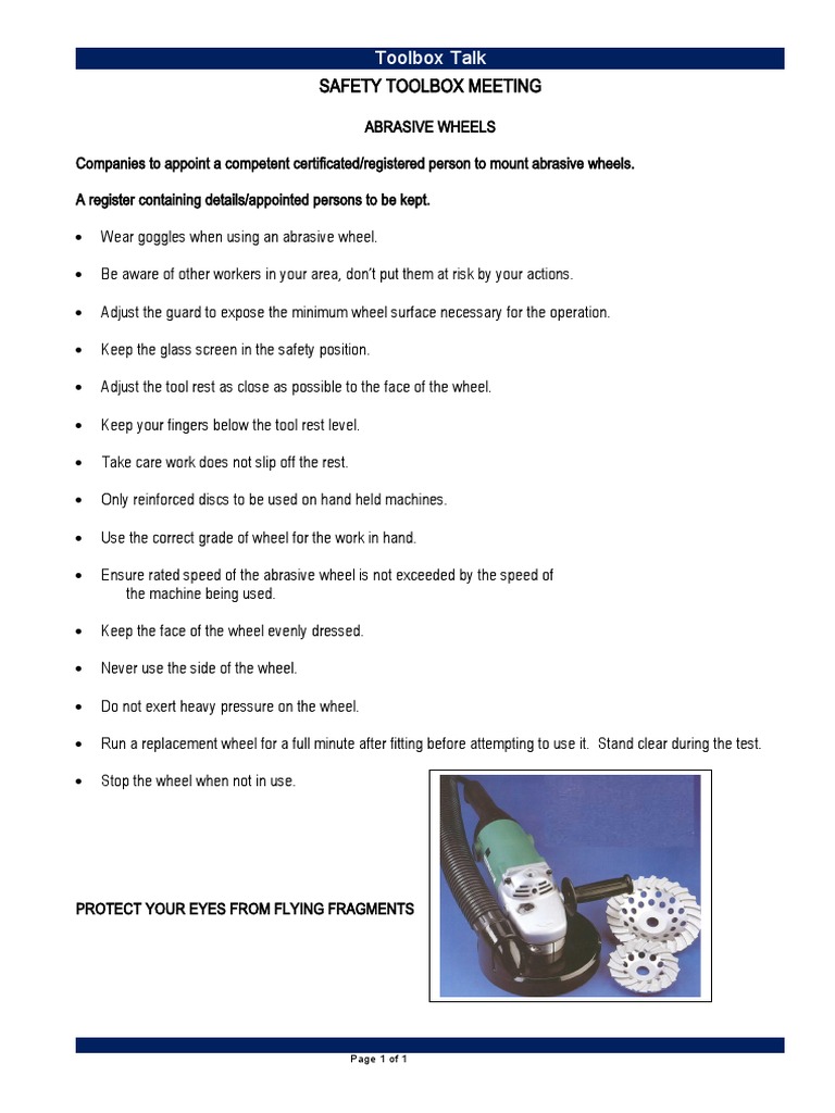 Safety Procedures for Using Abrasive Wheels PDF