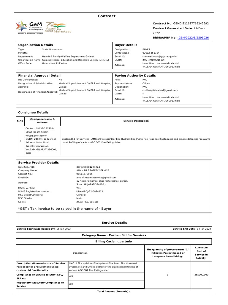 GEMC Contract for Fire Safety Services | PDF | Contractual Term ...