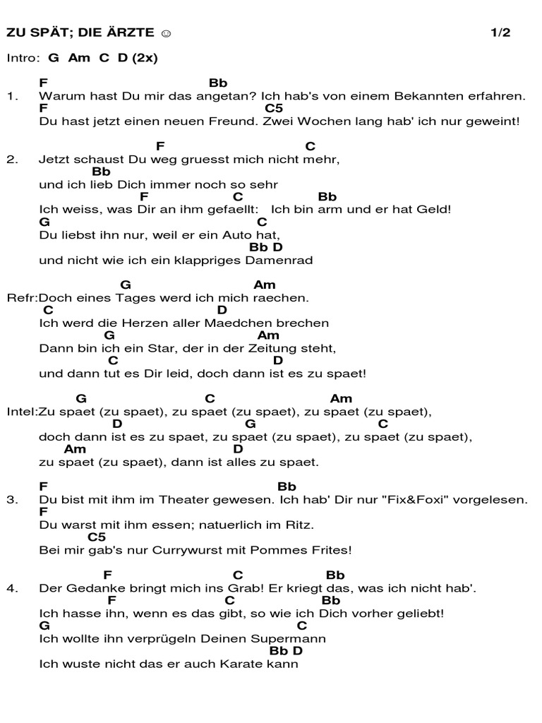 ZU SPÄT; DIE ÄRZTE PDF