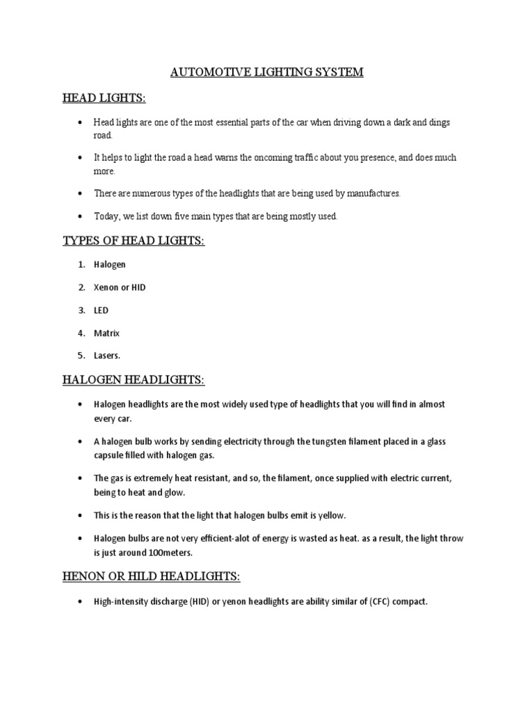Automotive Lighting System PDF