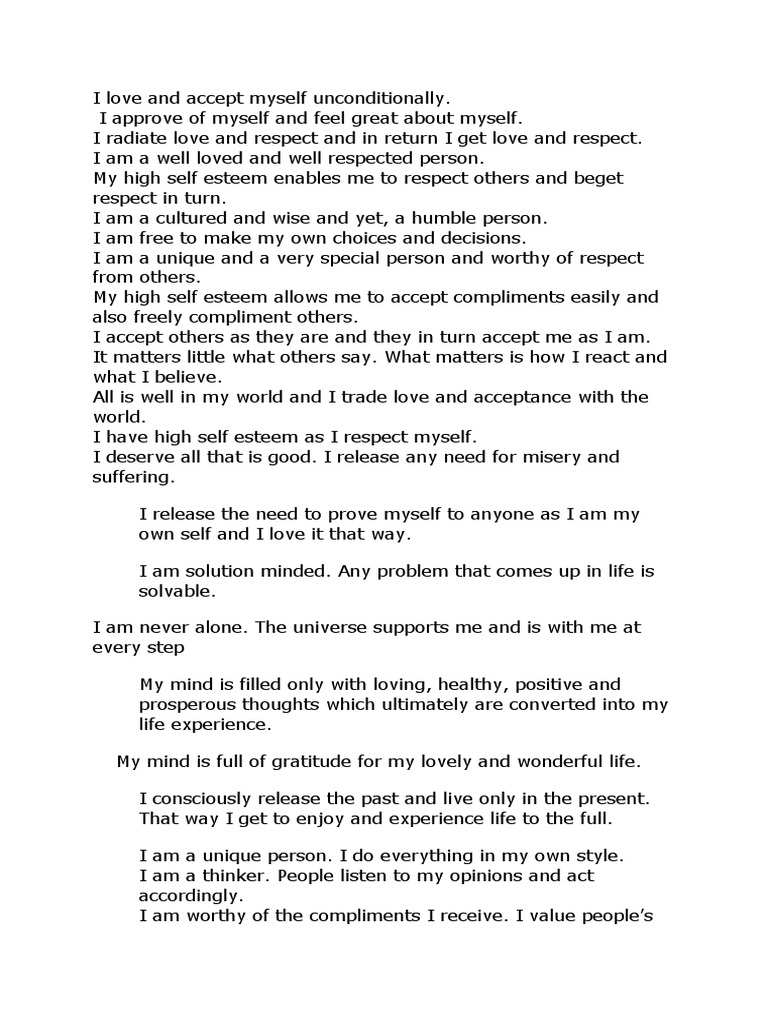 Self Esteem | PDF | Self Esteem | Love