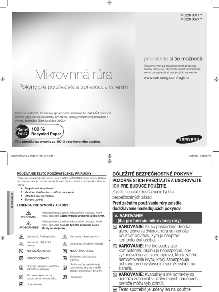 SAMSUNG MG23F301TAS CZ, SK Kópia PDF