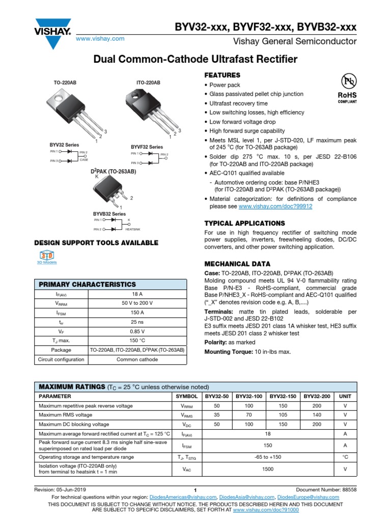 Byv32 Mosfet | PDF | Diode | Rectifier