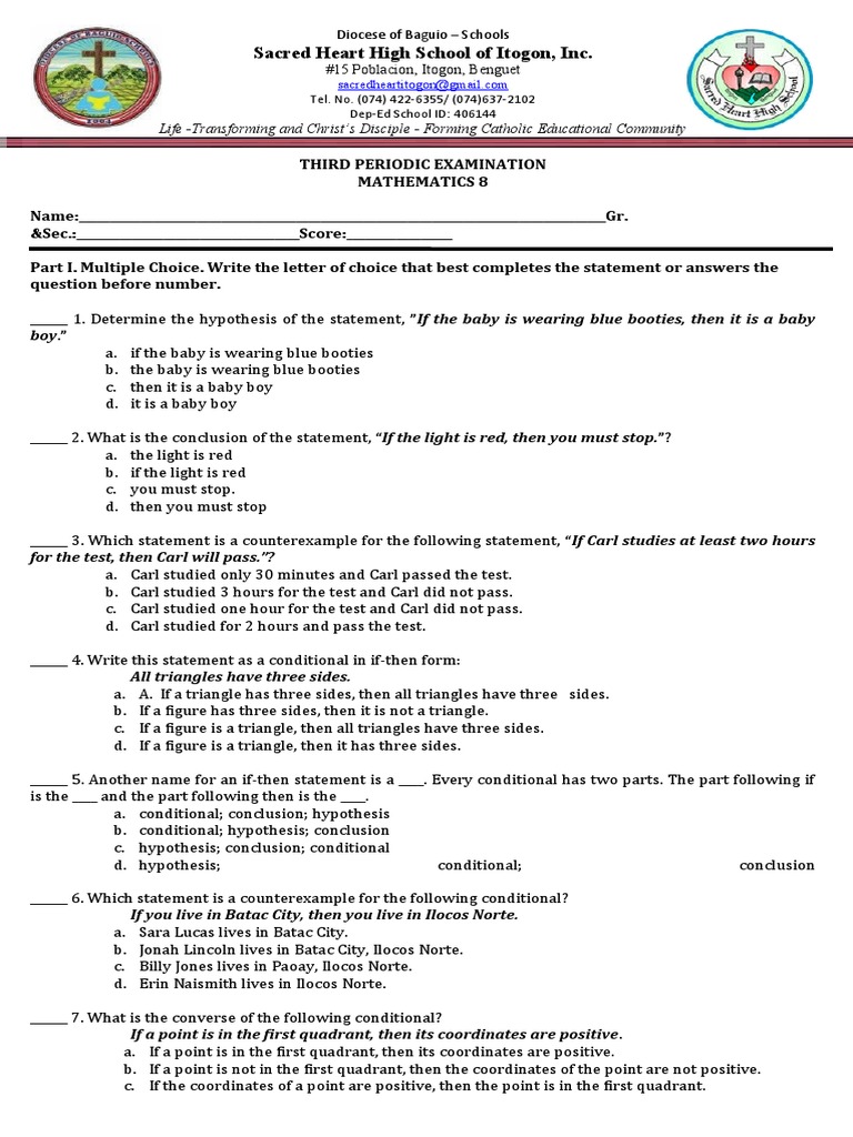 Math 8 Exam Questions Pdf Triangle Perpendicular