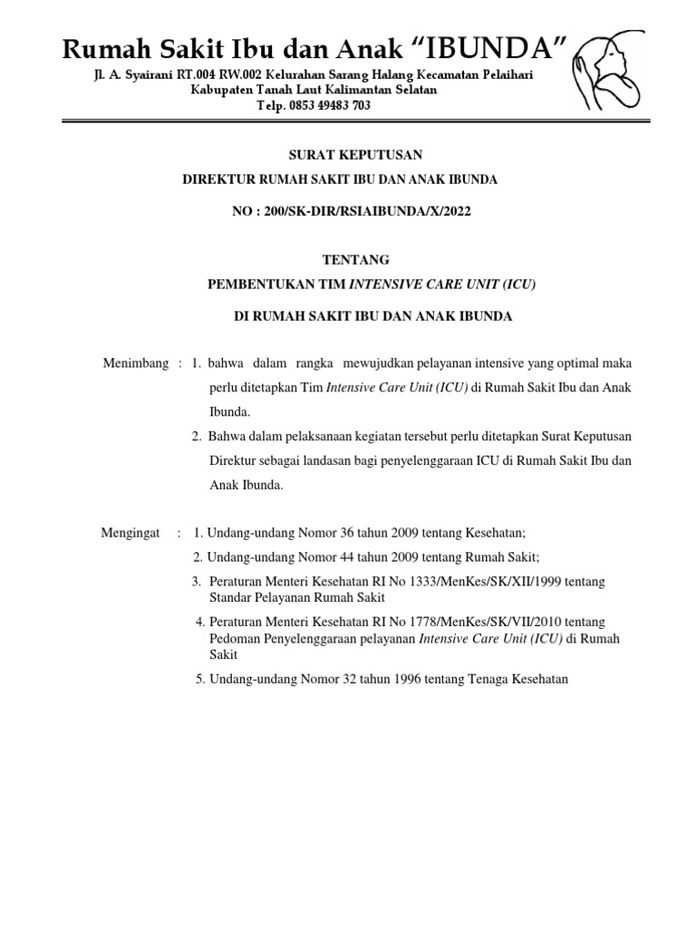 Pembentukan Tim ICU RSIA Ibunda | PDF