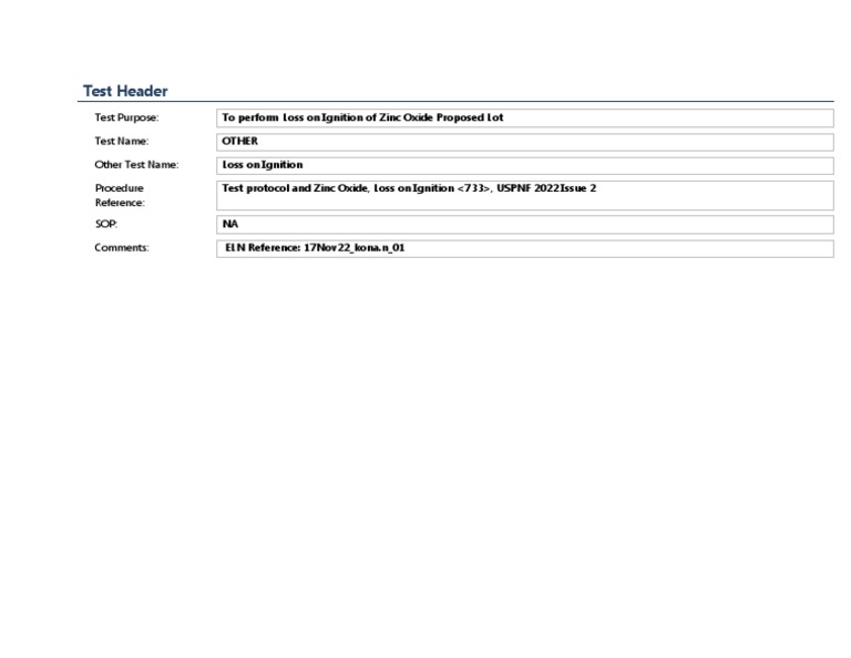 Test Header Loss On Ignition PDF