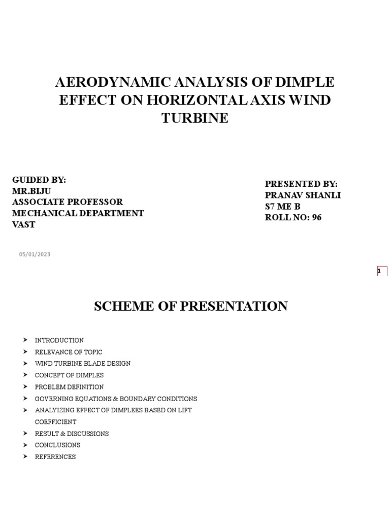 Dimple Effects on Wind Turbine Aerodynamics | PDF | Airfoil | Wind Turbine