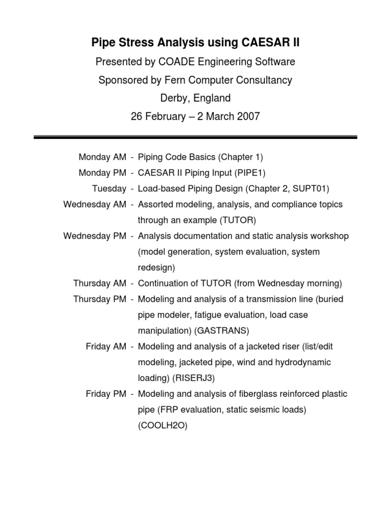 Pipe Stress Analysis Using CAESAR II | PDF | Stress (Mechanics