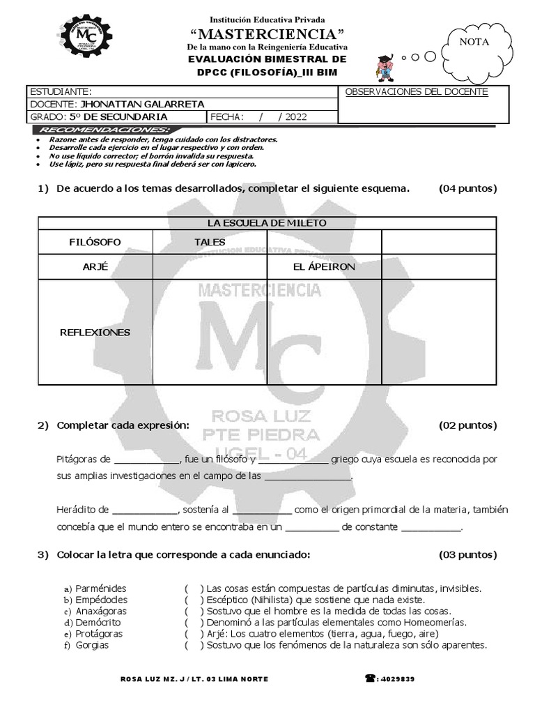 Examen bimestral de dpcc 5to de secundaria pdf s crates