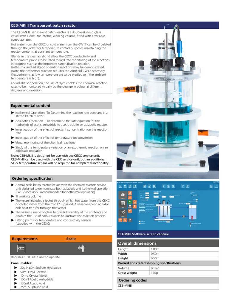 CEB-MKIII Batch Reactor Specifications | PDF | Chemical Reactor ...