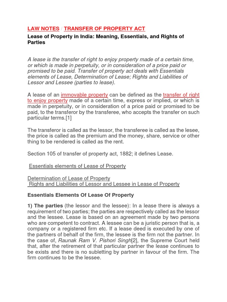 Rights and Liabilities in Property Lease | PDF | Lease | Leasehold Estate