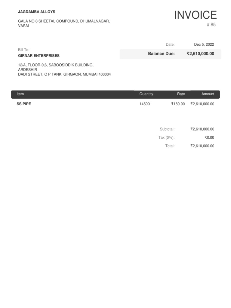 Invoice for Girnar Enterprises | PDF