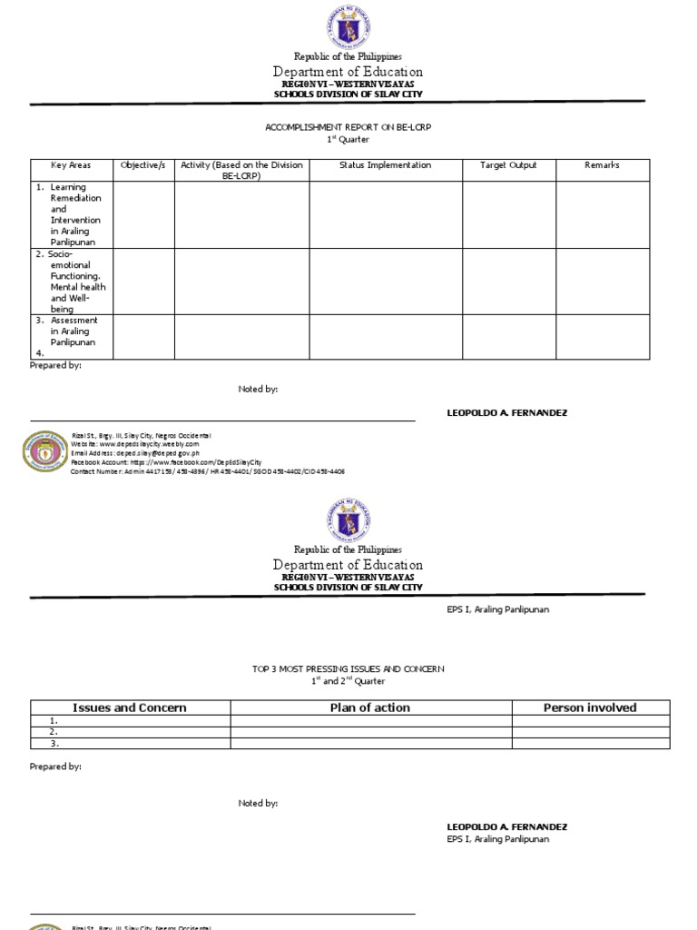 School Accomplishment Report in AP BE LCRP | PDF | Health Care | Psychology
