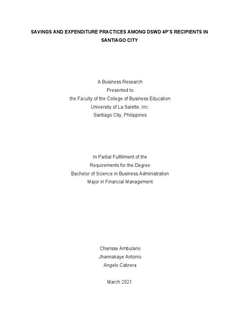 4Ps Recipients' Savings and Expenditures | PDF | Poverty | Poverty ...