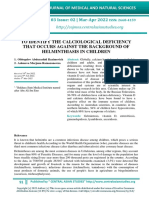 To Identify The Calciological Deficiency That Occurs Against The Background of Helminthiasis in Children