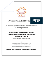 Hotel Management System: A Project Report Submitted in Partial Fulfilment of The Requirements