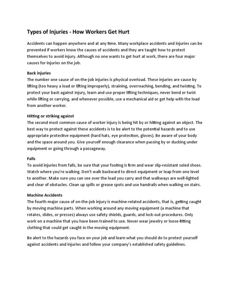 Preventing Workplace Injuries: Key Causes | PDF | Safety | Occupational ...