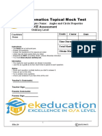 Mathematics Topical Mock Test Angles and Circle Properties