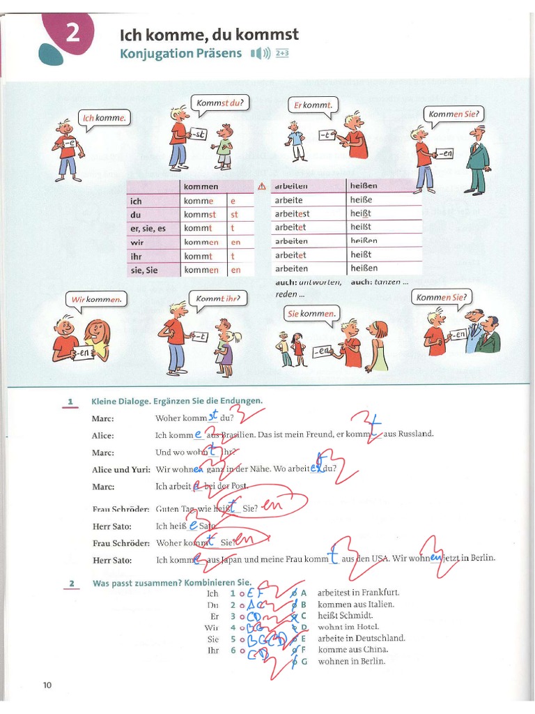Konjugation Präsens (Grammatik Aktiv A1) | PDF