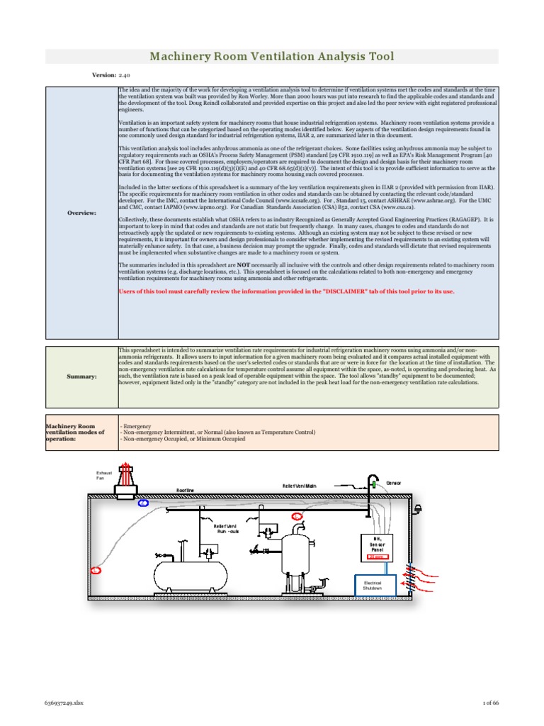 Machinery Room Ventilation Calculation Tool (V2.40) PDF Ventilation (Architecture)