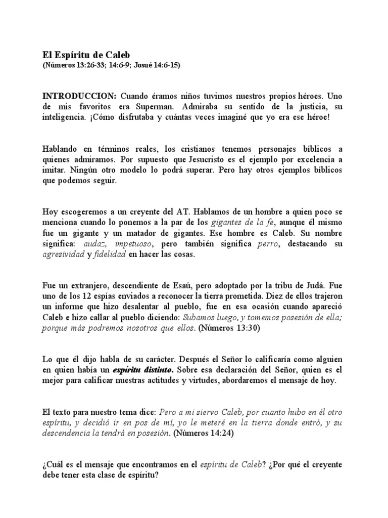 El Espíritu de Caleb | PDF | Joshua | Libro del éxodo