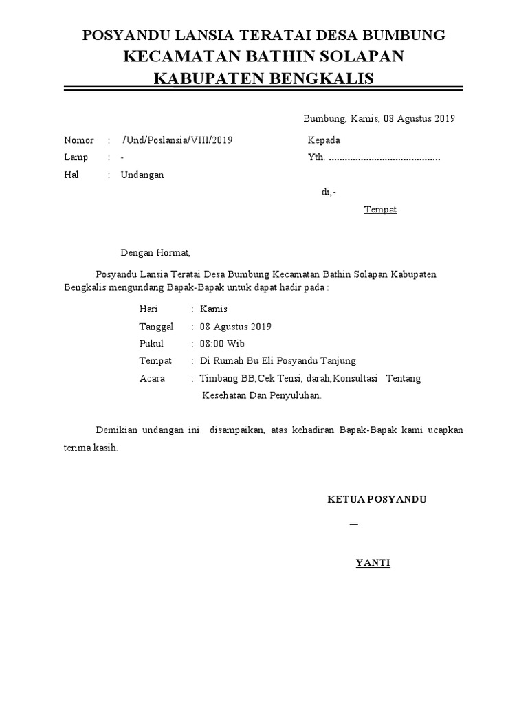 Undangan Posyandu Lansia Teratai | PDF