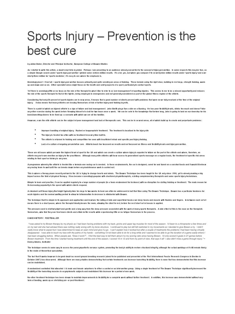 Sports Injury Prevention with Bowen Technique | PDF | Physical Therapy ...