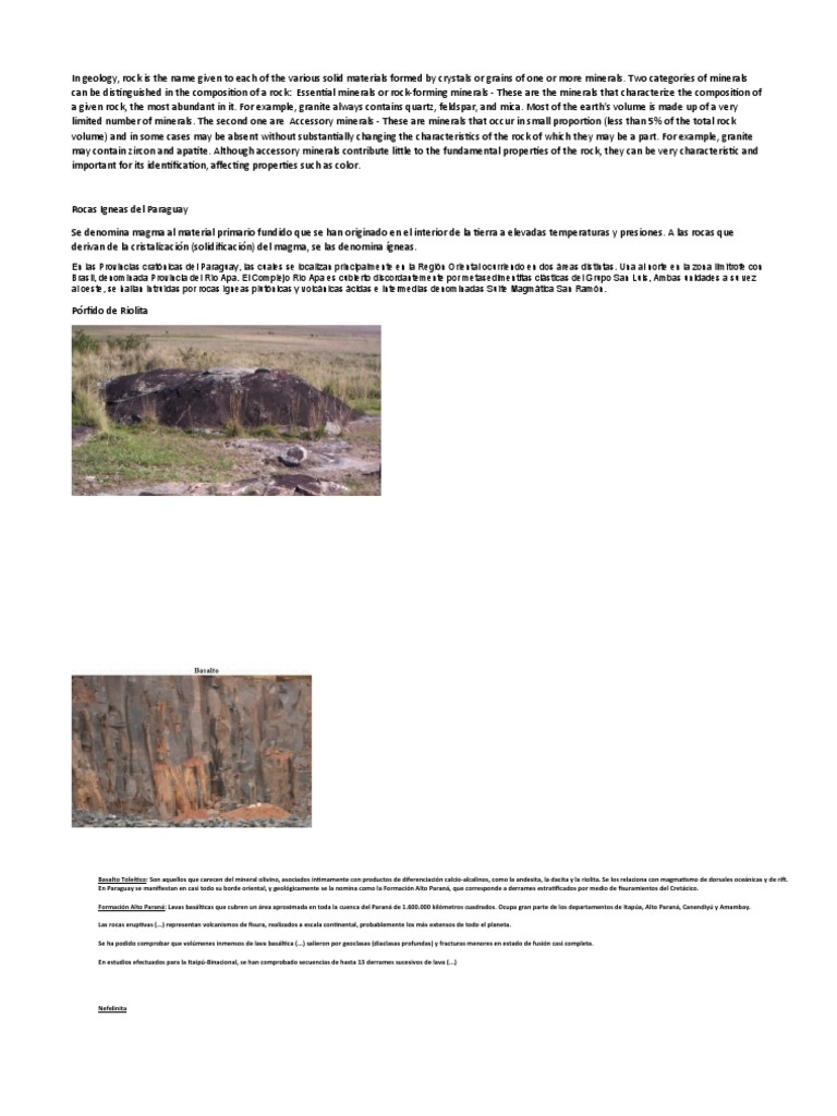Tipos de Rocas en Paraguay | PDF | Roca (geología) | Roca clástica