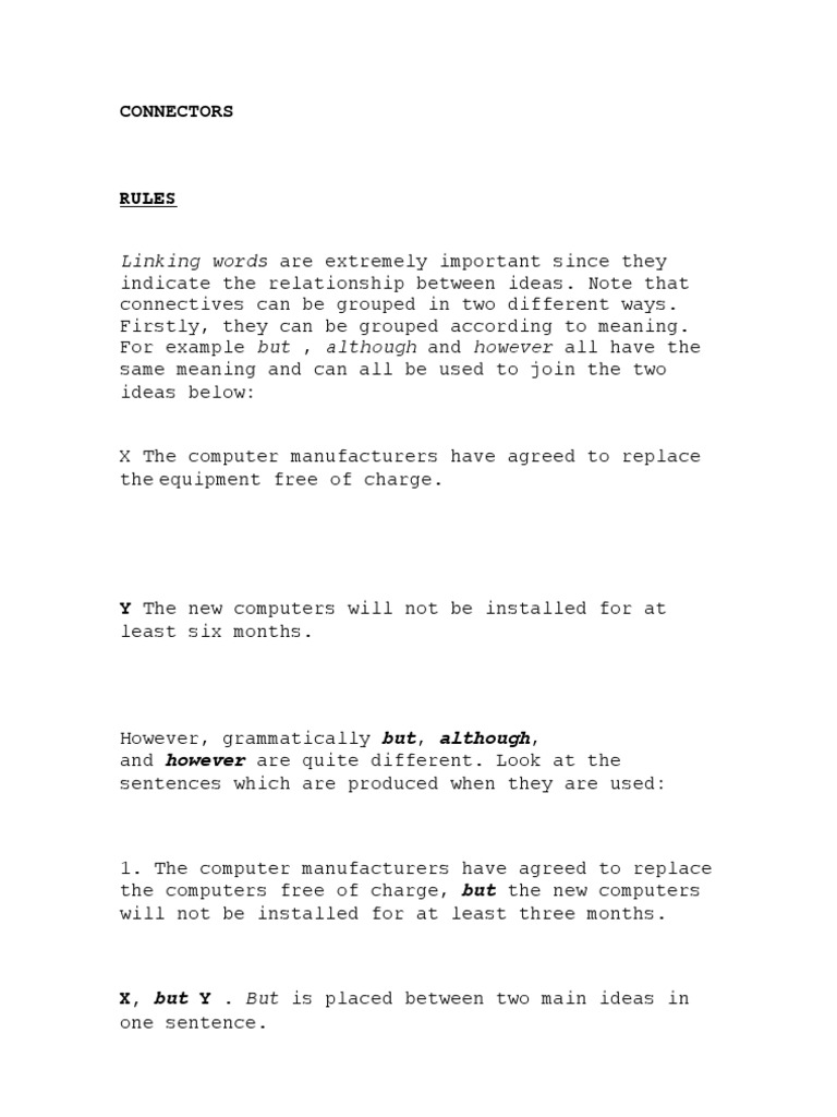 Connectors | PDF | Clause | Sentence (Linguistics)