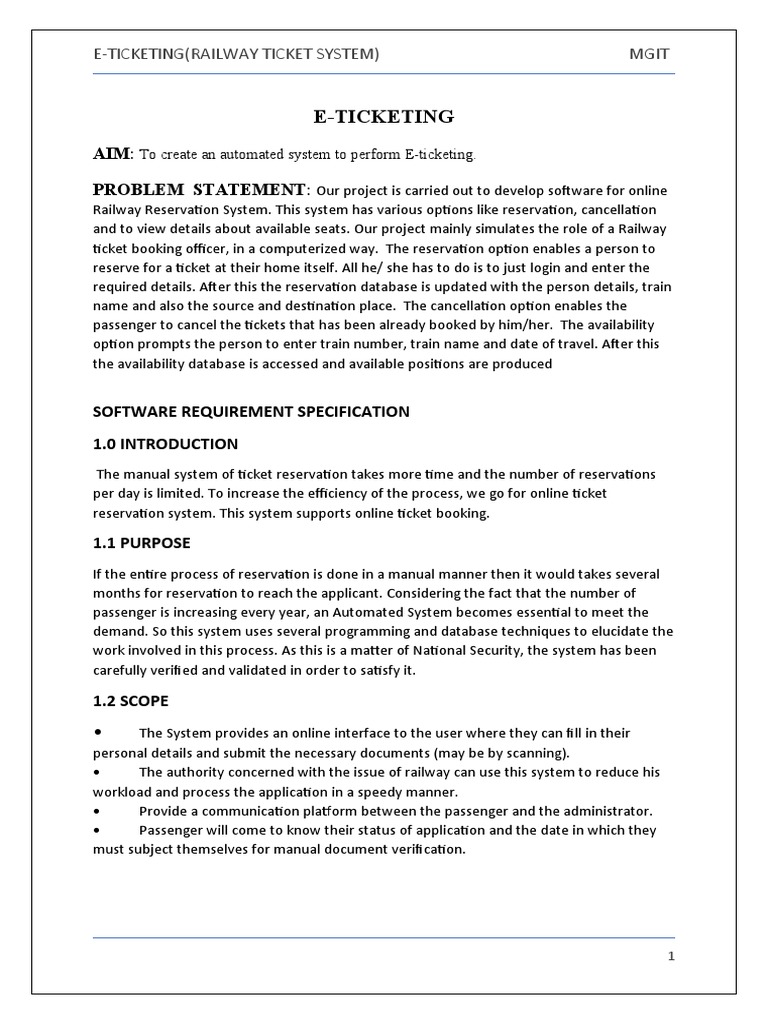 E-Ticketing System for Railway Reservations | PDF | Risk | Risk Management
