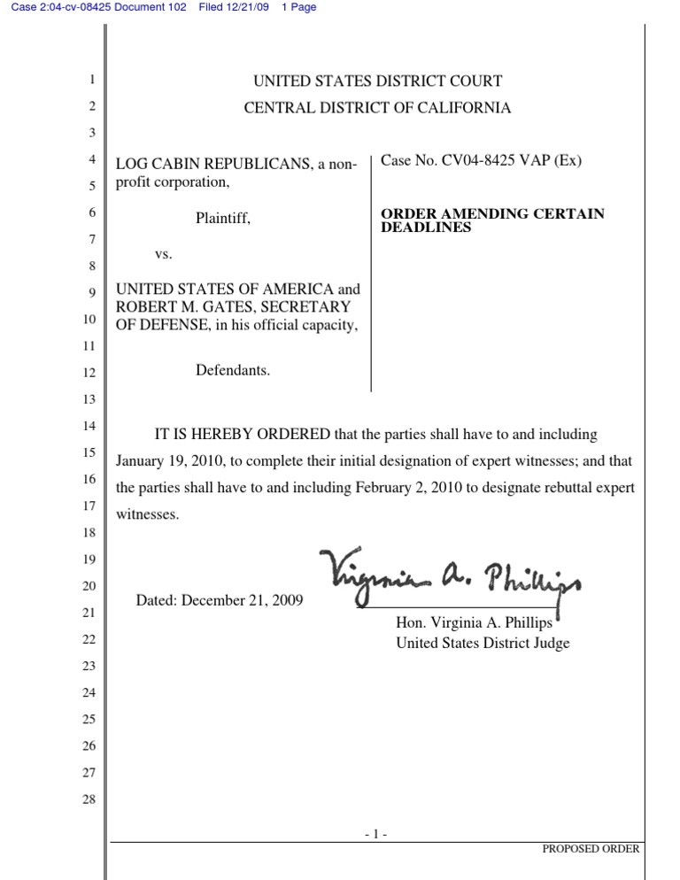 Order Amending Certain Deadlines | PDF