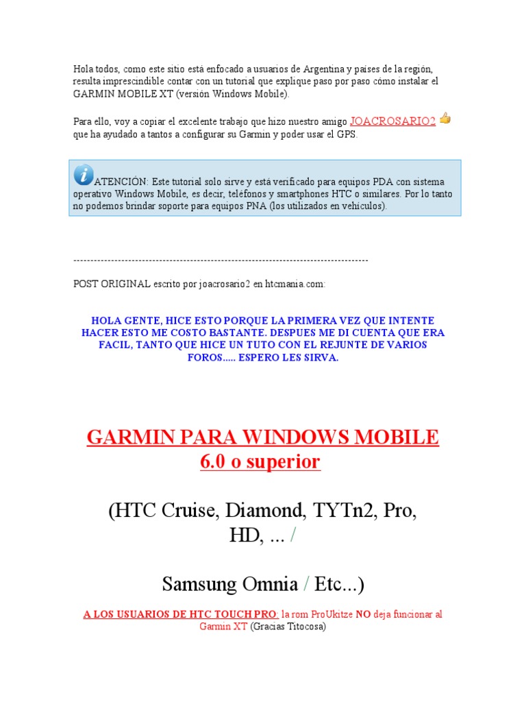 Manual Como Instalar GPS Garmin en HTC PDF