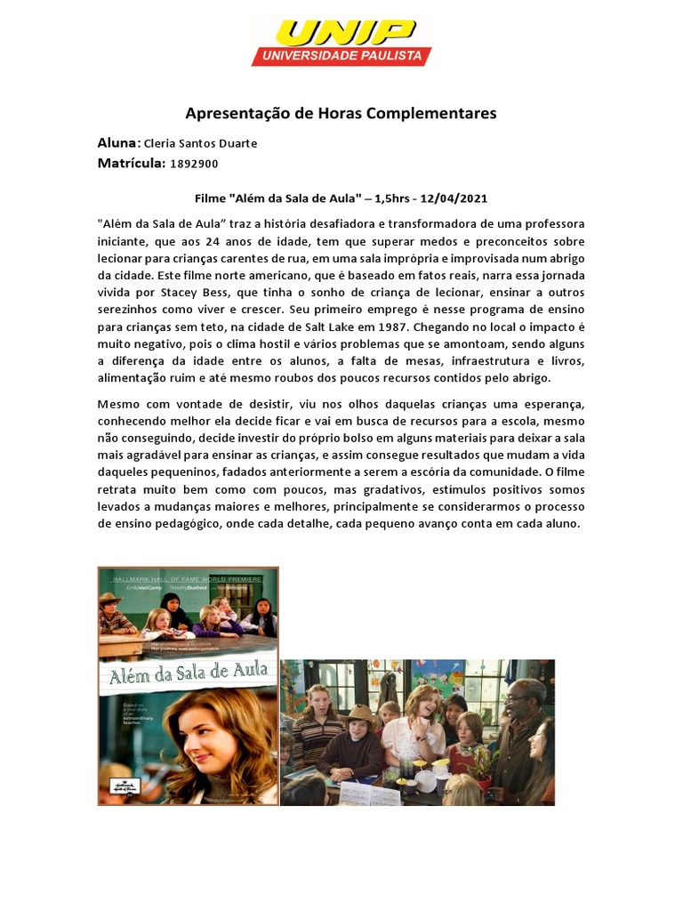 Filme - Além Da Sala de Aula (Apresentação) | PDF