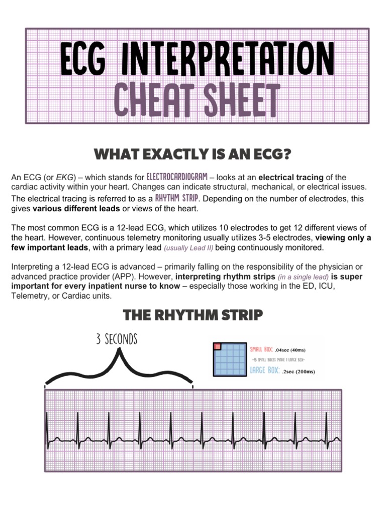 ECG Interpretation Cheat Sheet | PDF | Electrocardiography | Artificial ...