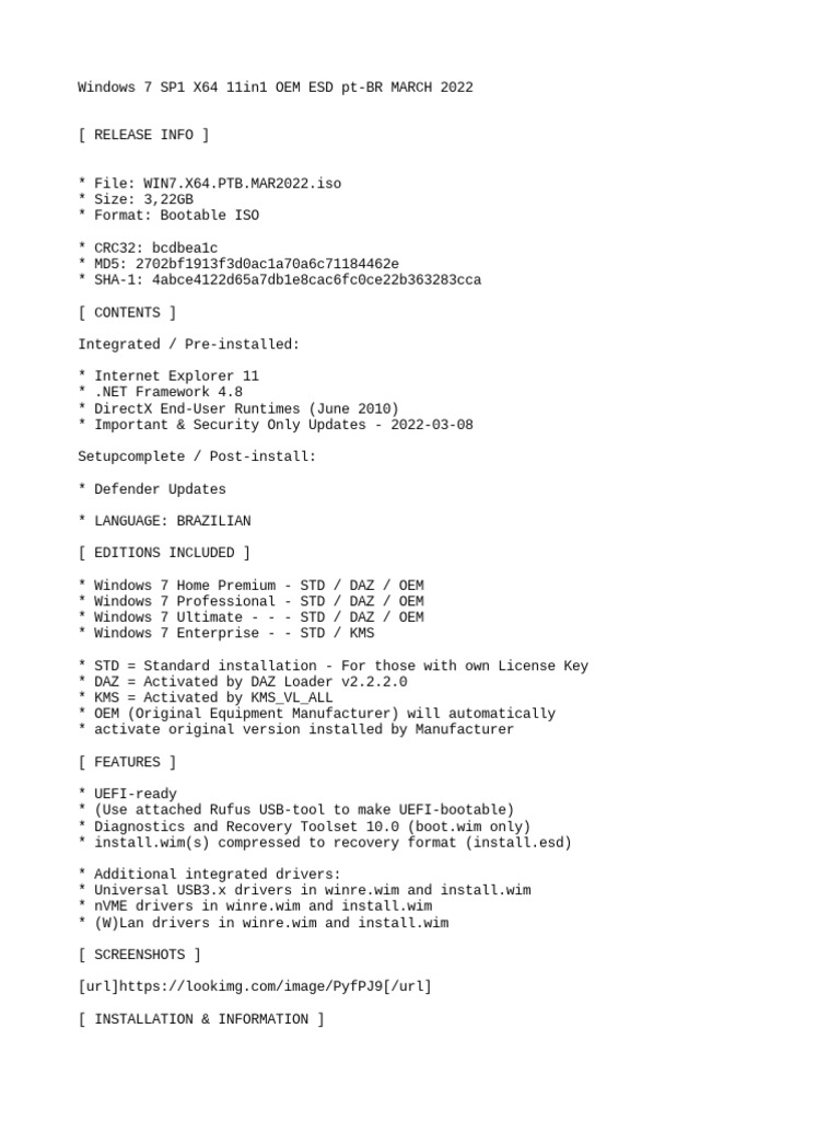 Windows 7 Sp1 X64 11in1 Oem Esd Pt Br March 2022 Comprehensive