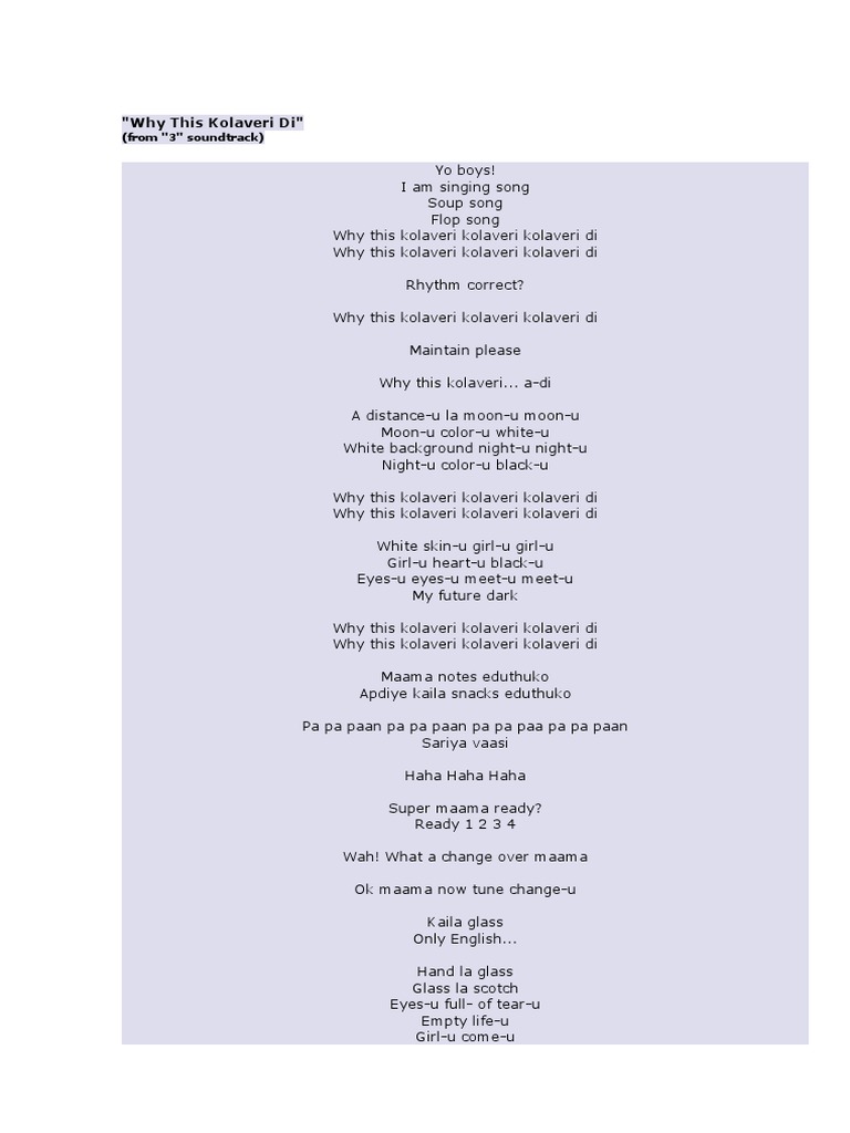 why this kolaveri di mp3